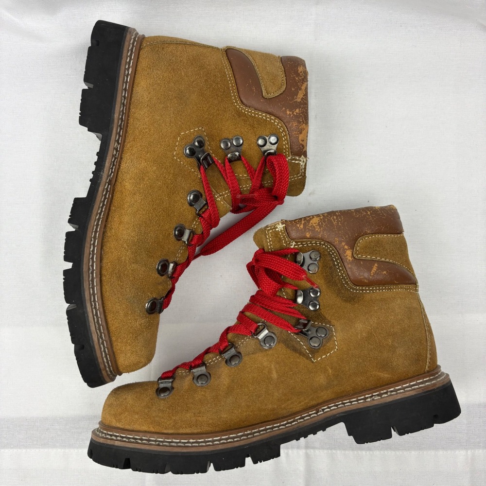 Vintage Kinney Colorado Mountaineering Boots Size 8 Womens Tan Suede 70s Hiking - Picture 8 of 17